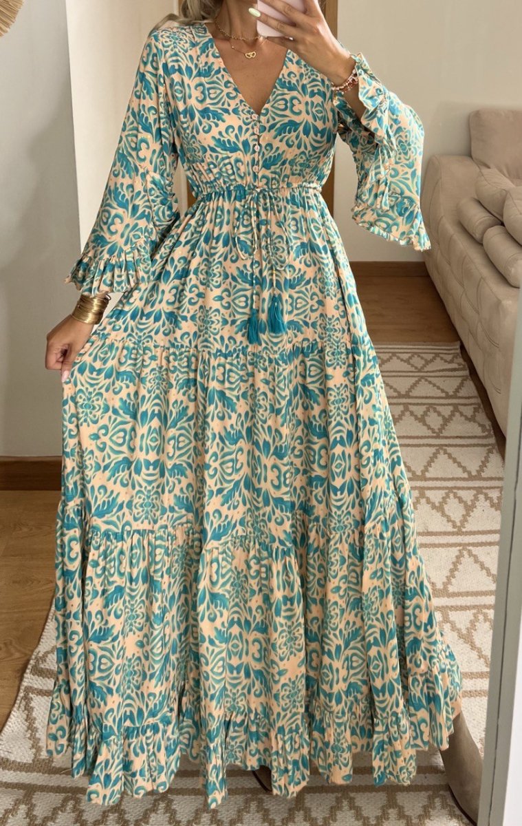 Floral Silk Dress - Bohèmea Butik