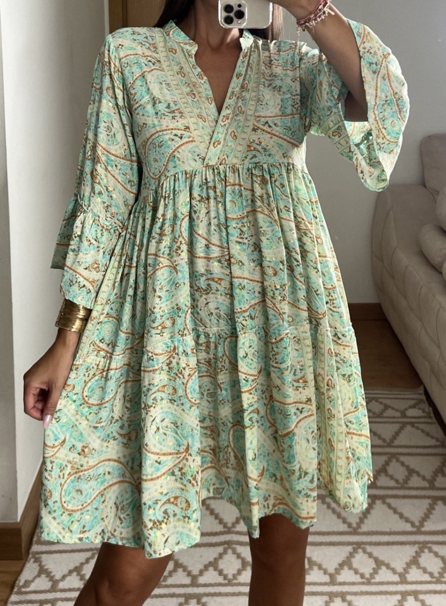 Boho Silk Mini Dress - Bohèmea Butik