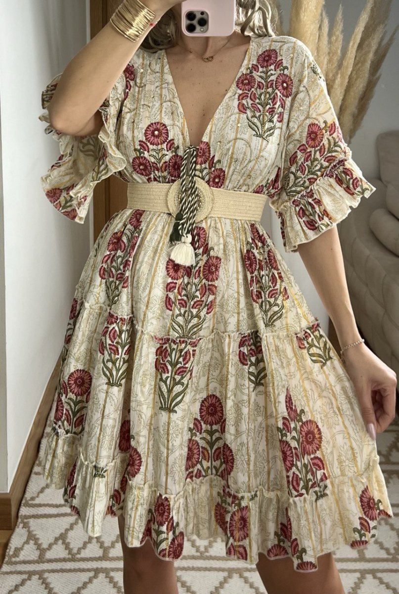Boho Chic Mini Dress – Hand - Embroidered Details - Bohèmea Butik