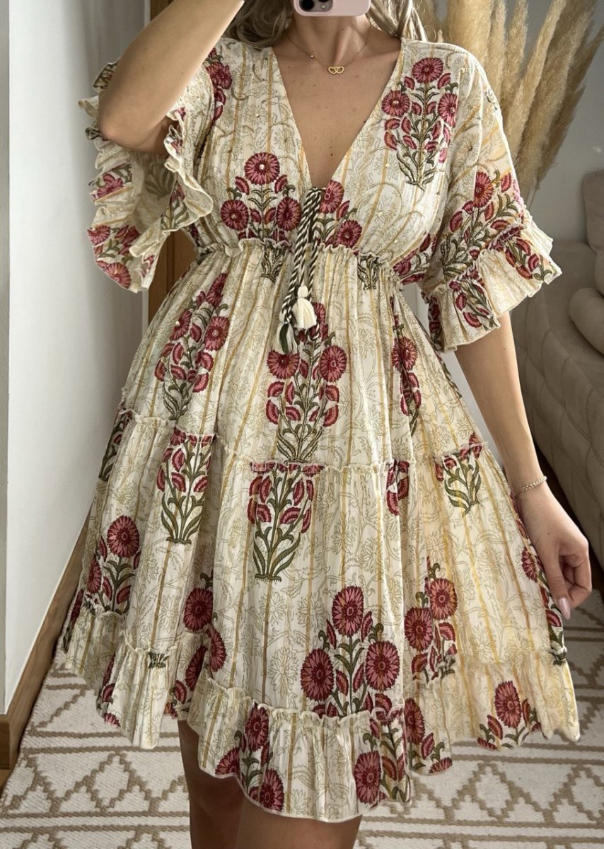 Boho Chic Mini Dress – Hand - Embroidered Details - Bohèmea Butik