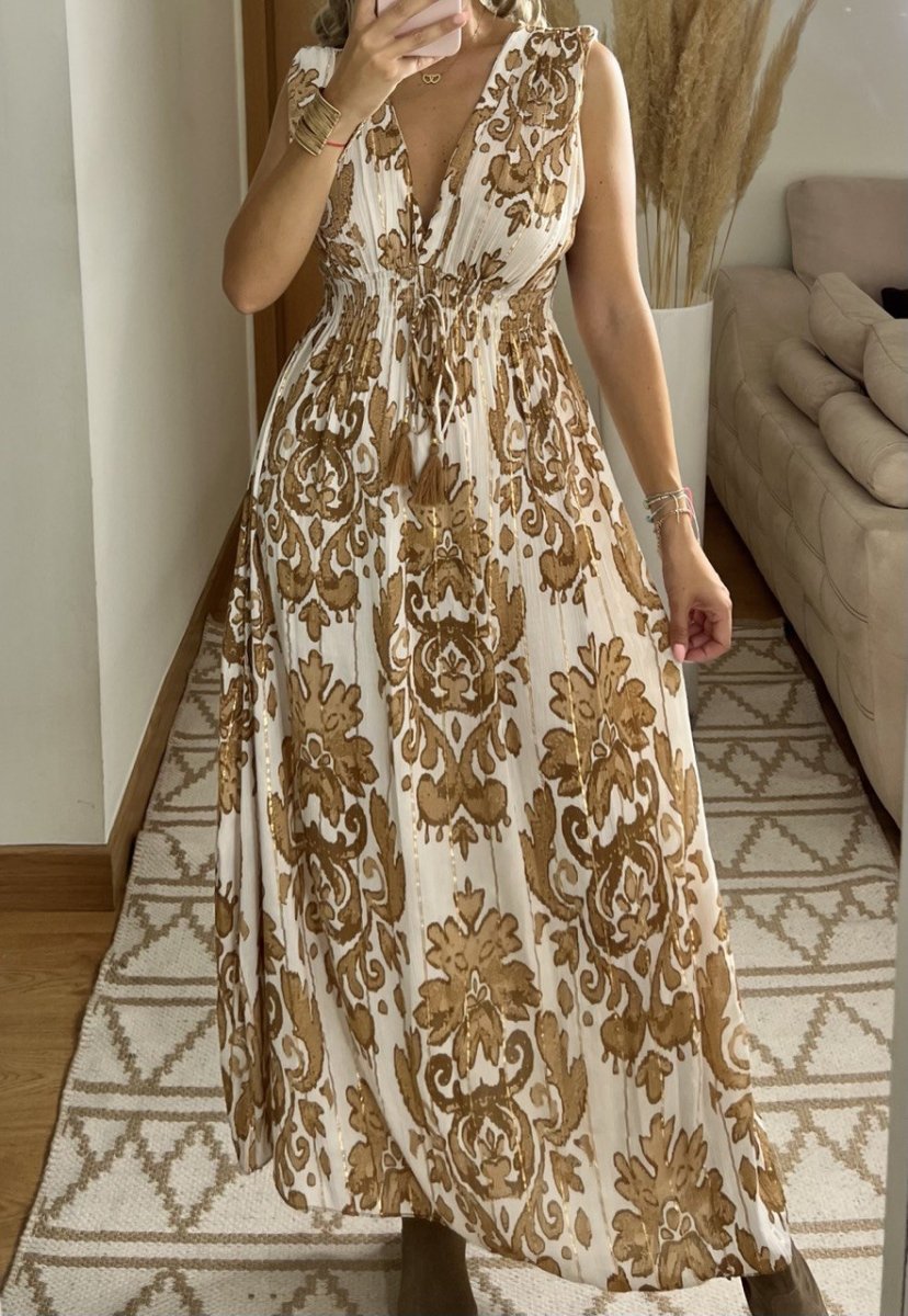 Boho Silk and Viscose Dress – Natural Elegance Style - Bohèmea Butik
