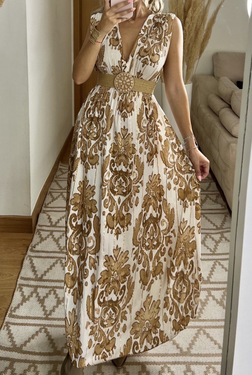 Boho Silk and Viscose Dress – Natural Elegance Style - Bohèmea Butik