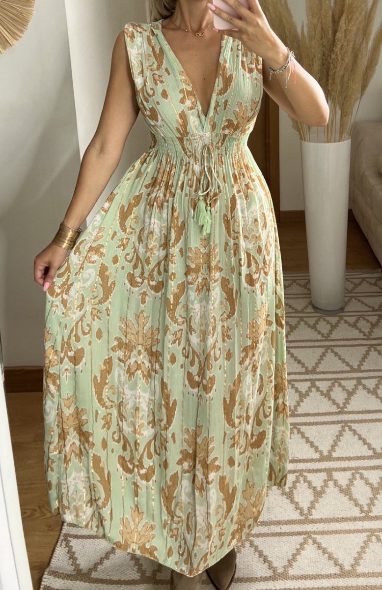 Boho Silk and Viscose Dress – Natural Elegance Style - Bohèmea Butik