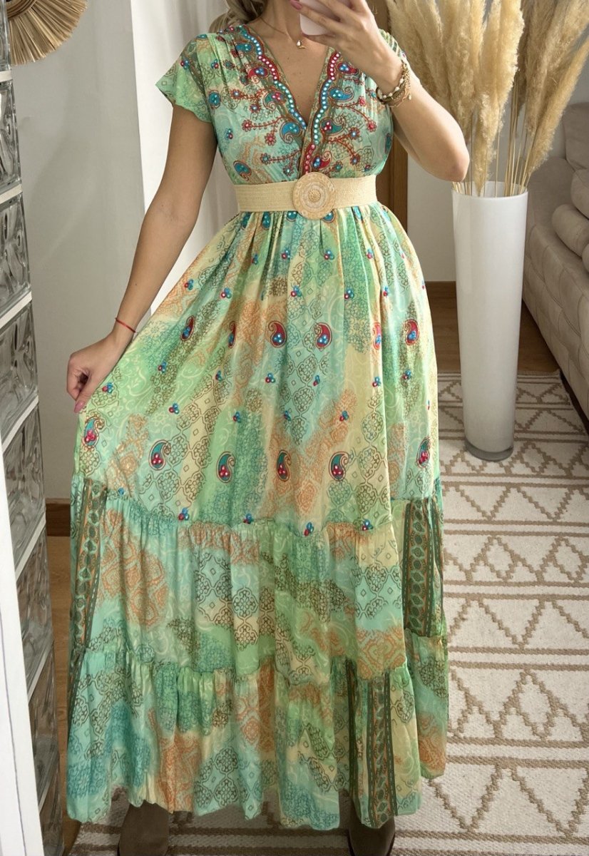 Boho Maxi Dress in 100% Natural Silk – Effortless Elegance - Bohèmea Butik