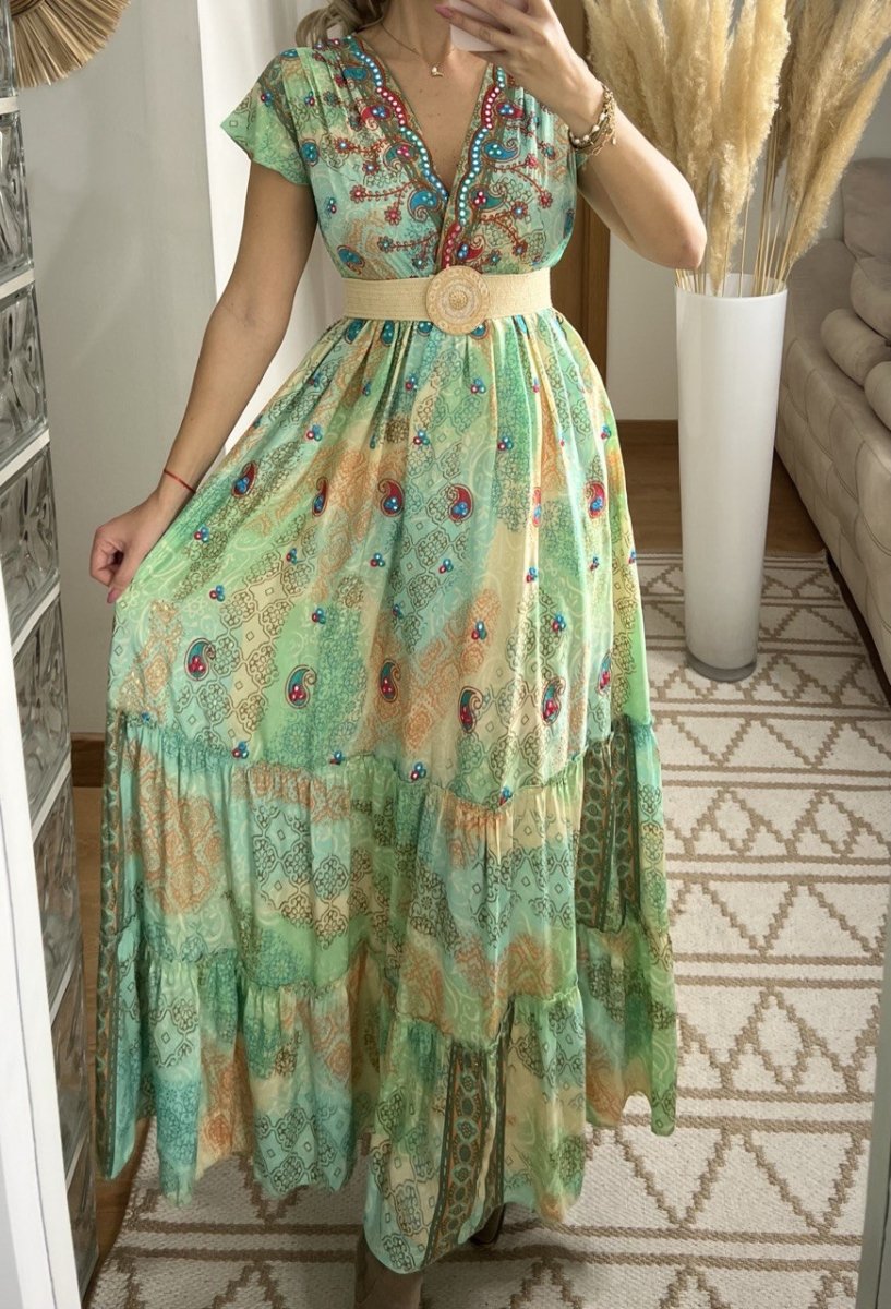 Boho Maxi Dress in 100% Natural Silk – Effortless Elegance - Bohèmea Butik