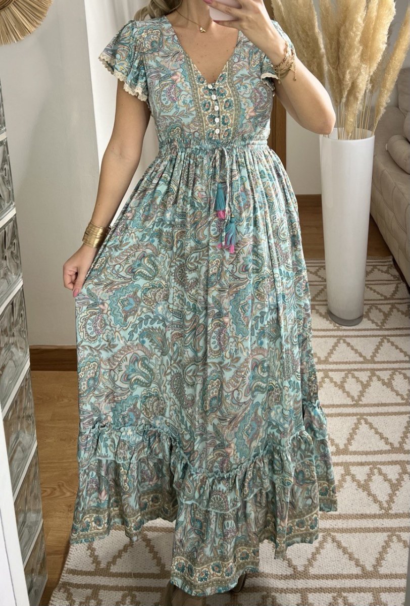 Flower Silk Dress - Bohèmea Butik