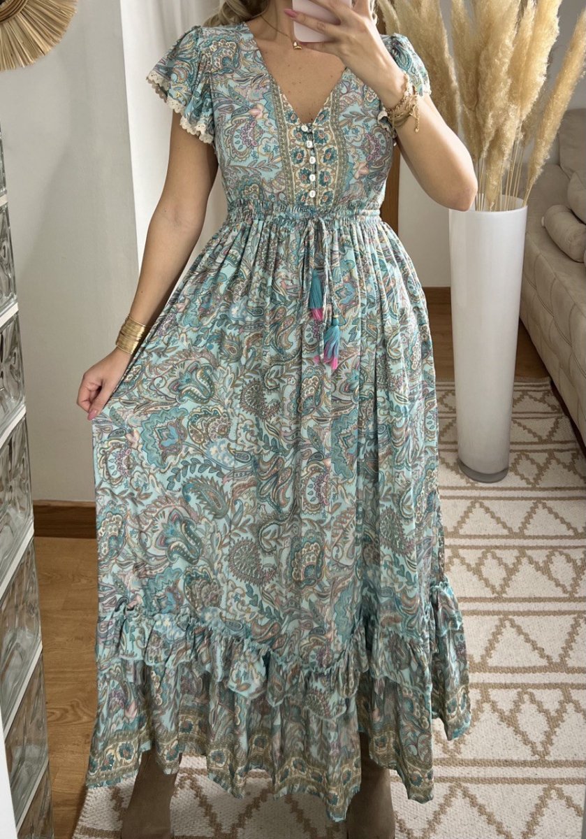 Flower Silk Dress - Bohèmea Butik