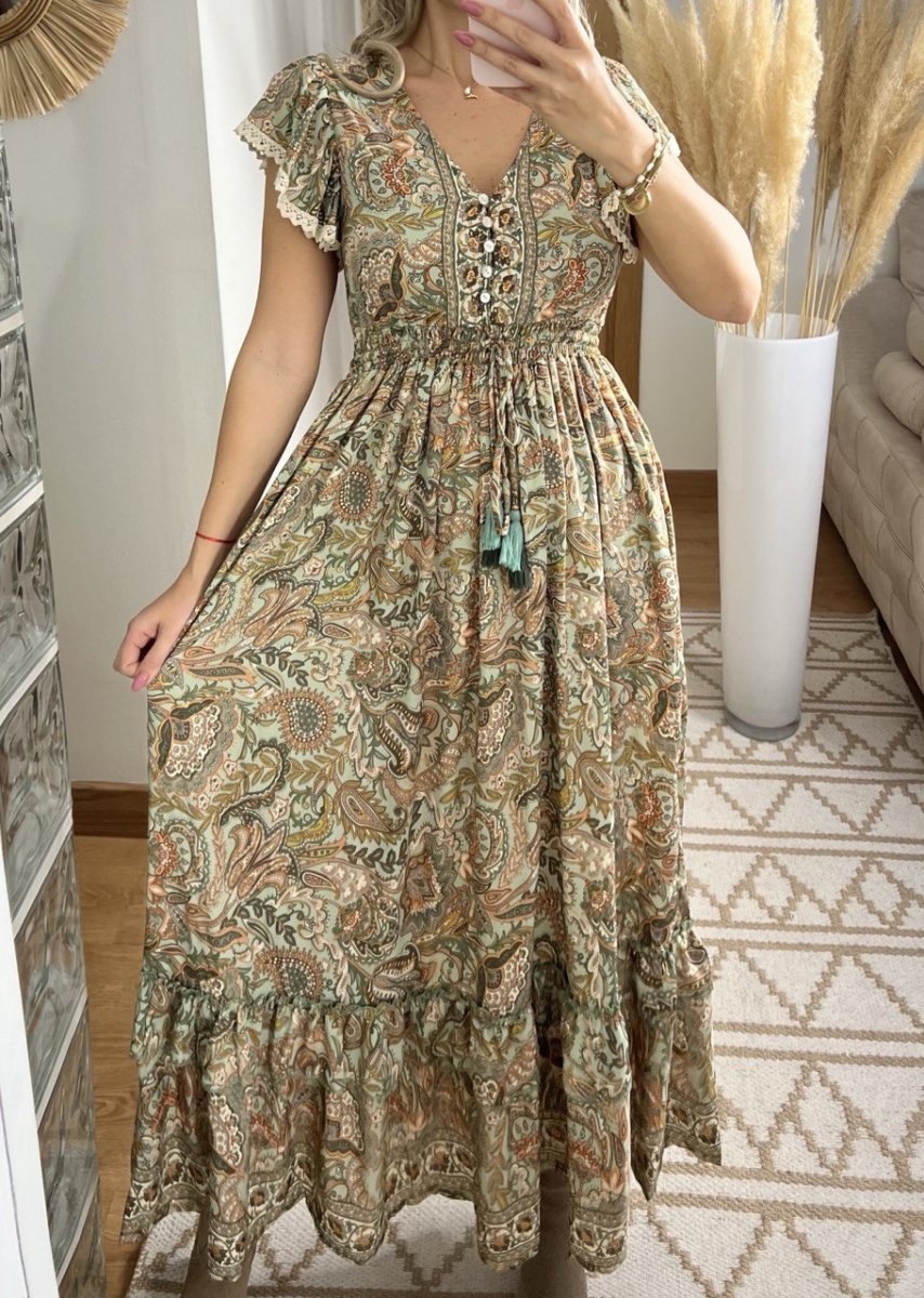 Flower Silk Dress - Bohèmea Butik