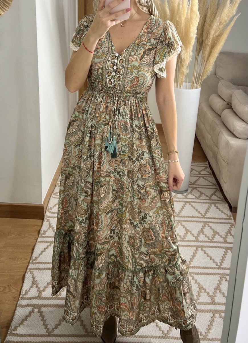 Flower Silk Dress - Bohèmea Butik
