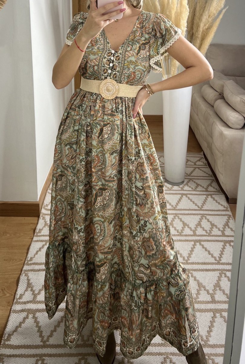 Flower Silk Dress - Bohèmea Butik