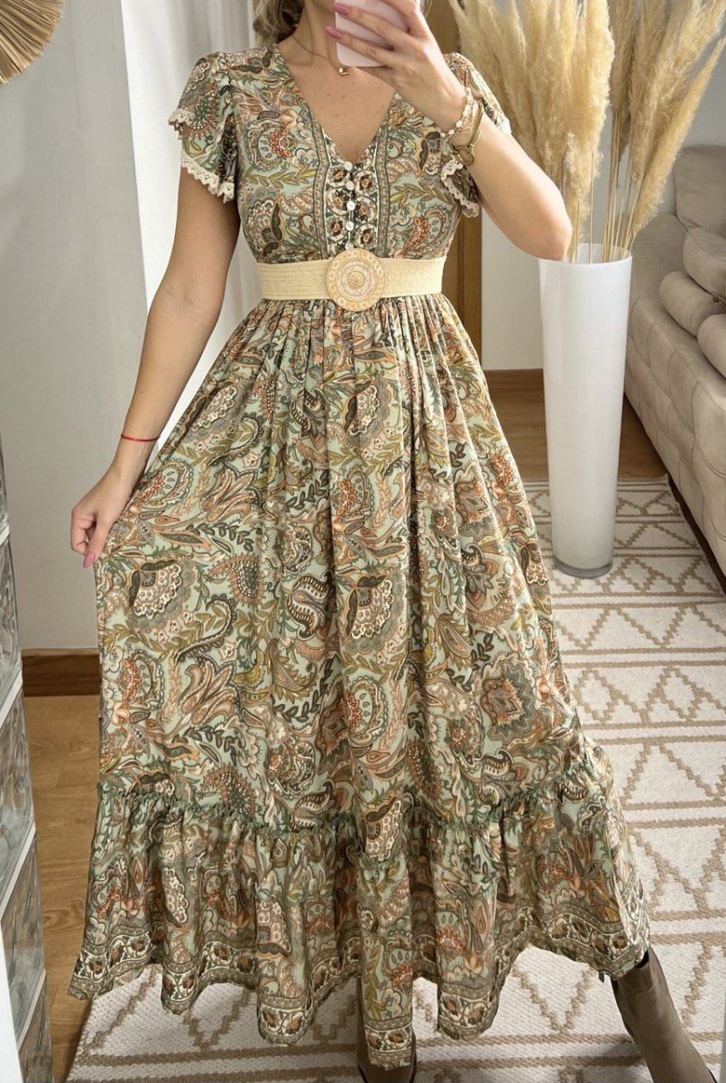 Flower Silk Dress - Bohèmea Butik