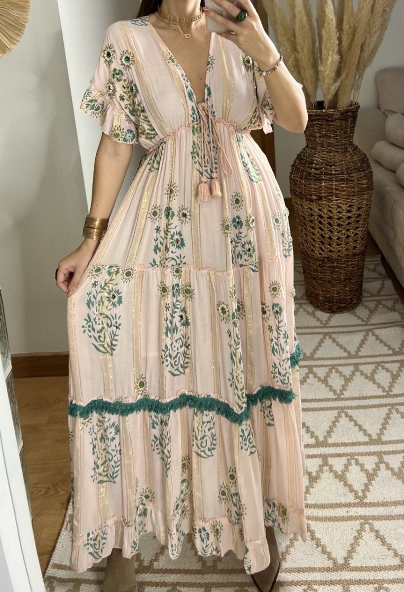 Hand - Embroidered Bohemian Dress - Bohèmea Butik