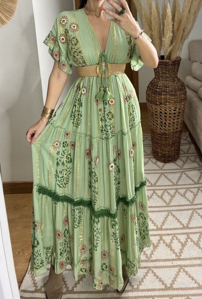 Hand - Embroidered Bohemian Dress - Bohèmea Butik