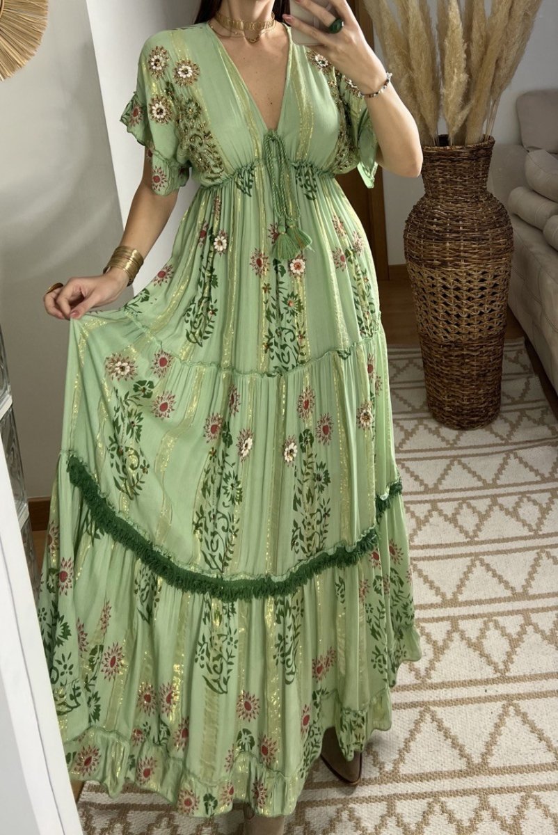Hand - Embroidered Bohemian Dress - Bohèmea Butik