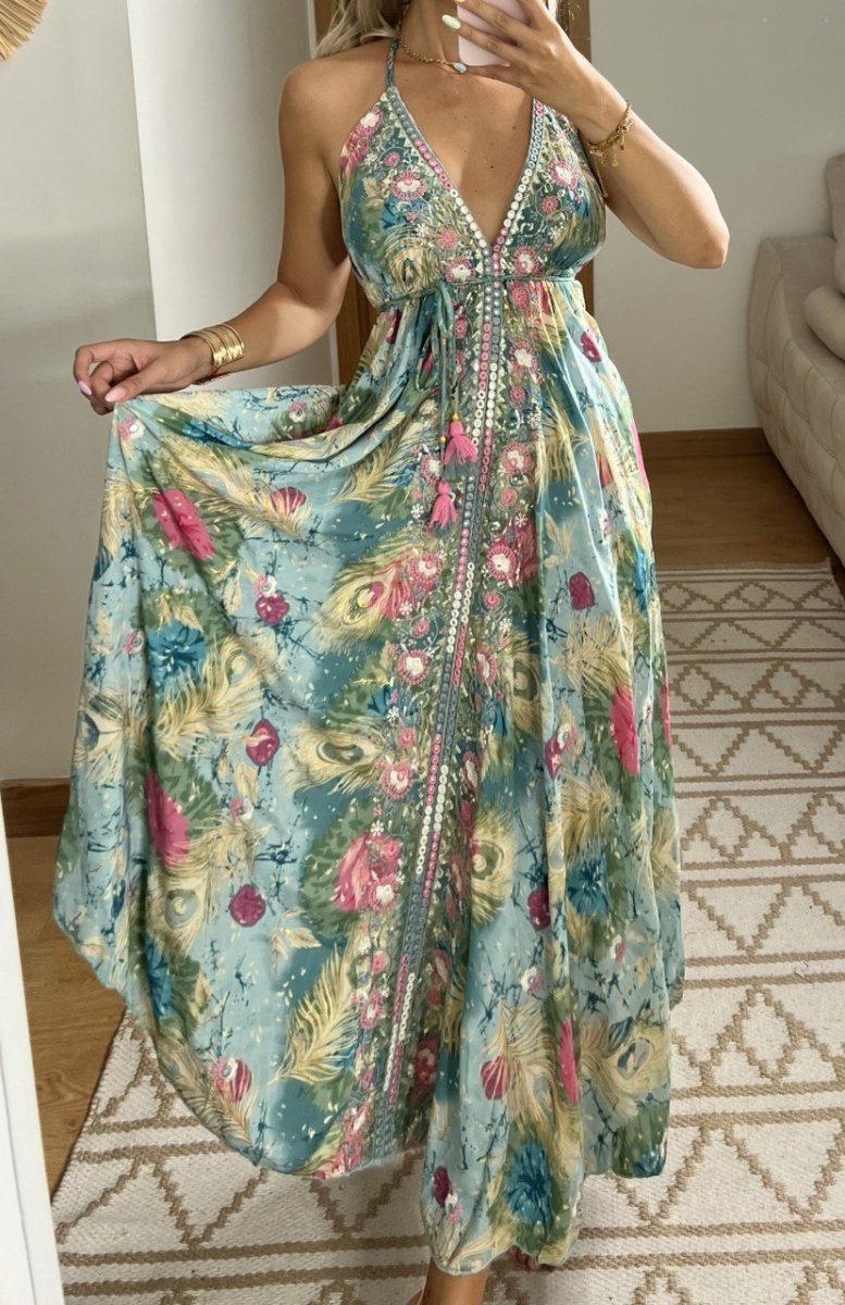 Real Silk Maxi Dress - Bohèmea Butik