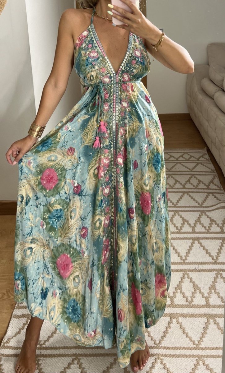 Real Silk Maxi Dress - Bohèmea Butik