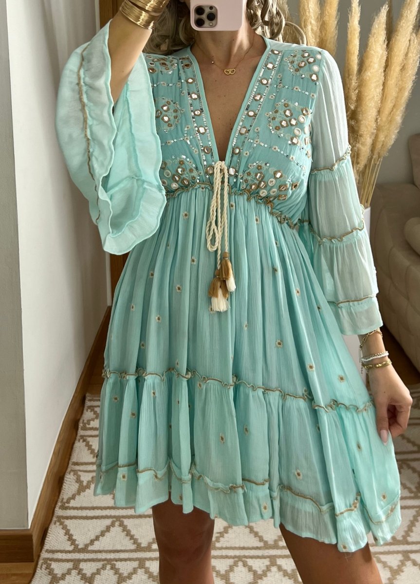 Boho Floral Mini Dress - Bohèmea Butik