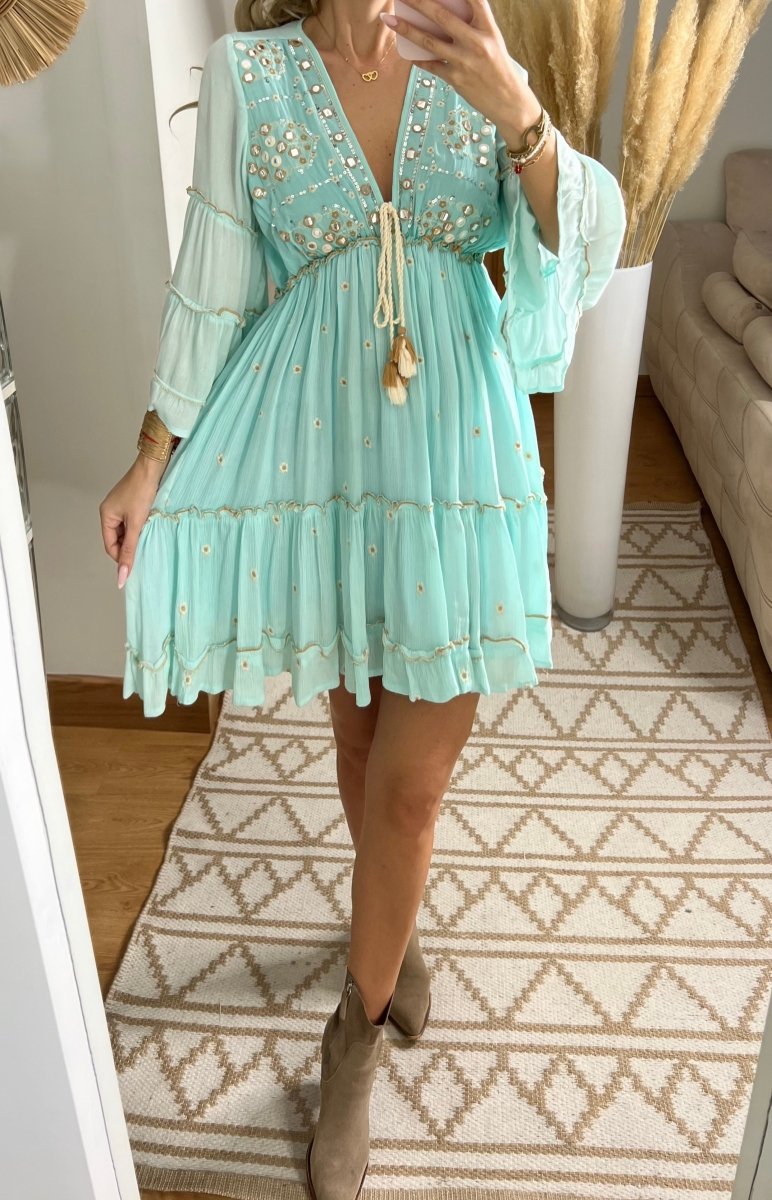 Boho Floral Mini Dress - Bohèmea Butik