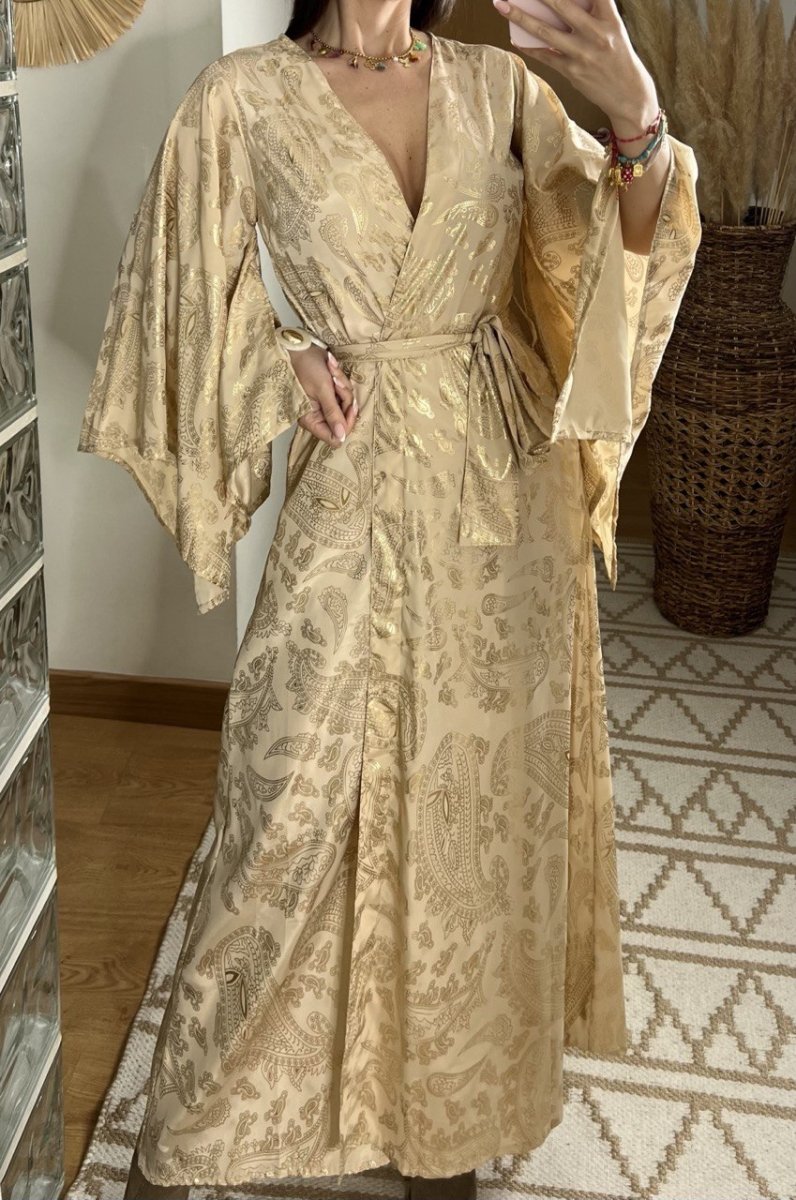 Natural Kaftan Maxi Dress - Bohèmea Butik