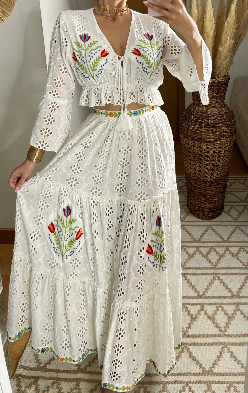 Bohemian Elegance Embroidered Lace Set - Bohèmea Butik