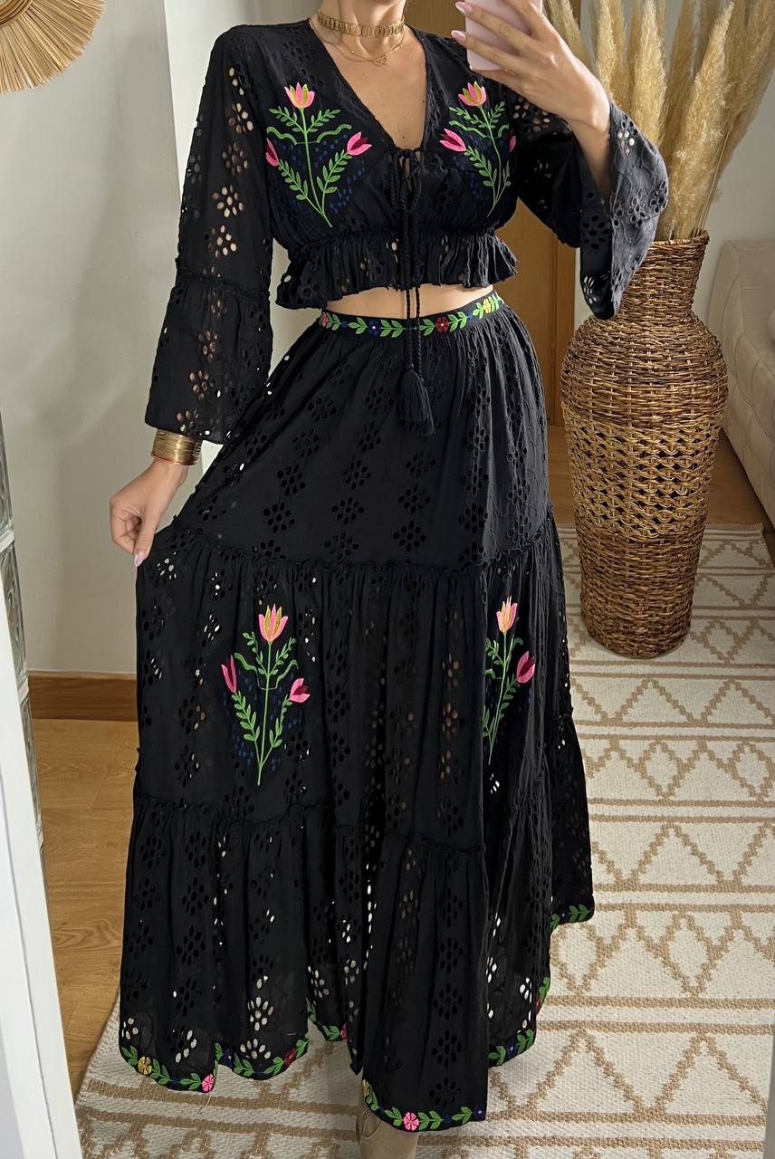 Bohemian Elegance Embroidered Lace Set - Bohèmea Butik