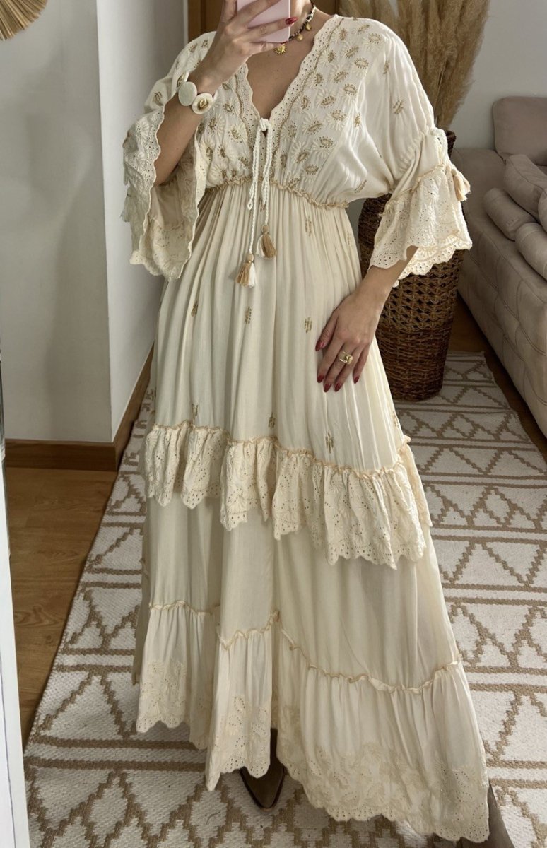 Mansi White Boho Dress - Bohèmea Butik