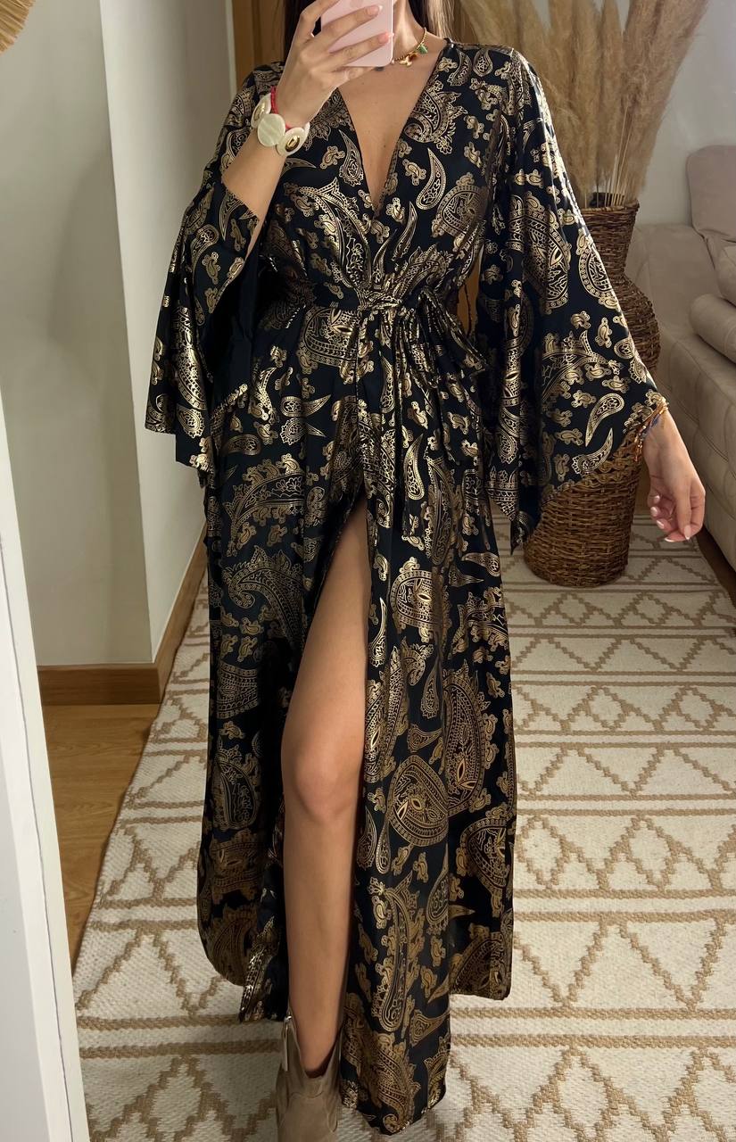 Natural Kaftan Maxi Dress - Bohèmea Butik
