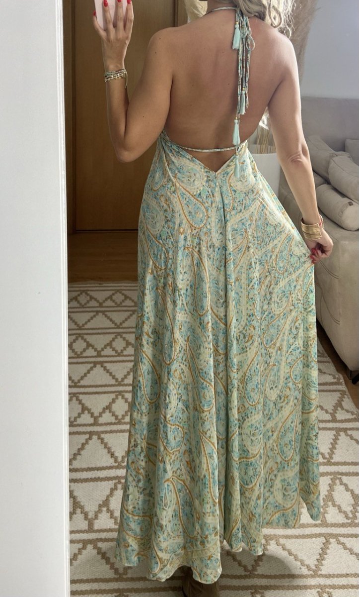 Twist Silk Maxi Dress - Bohèmea Butik