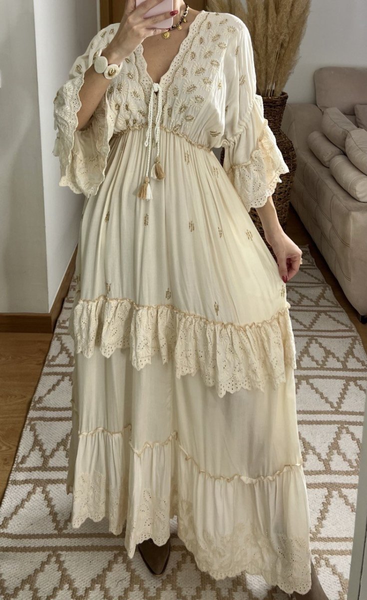 Mansi White Boho Dress - Bohèmea Butik