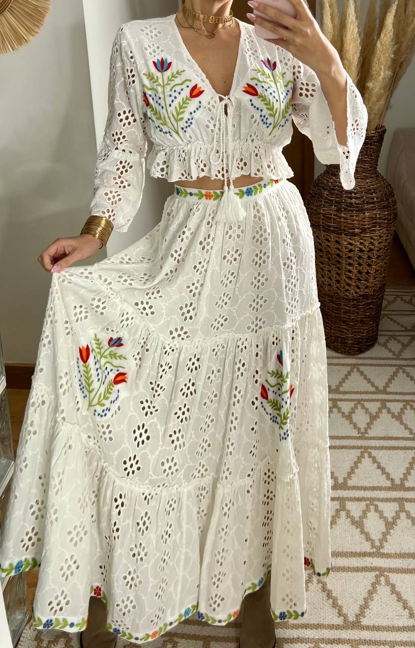 Bohemian Elegance Embroidered Lace Set - Bohèmea Butik