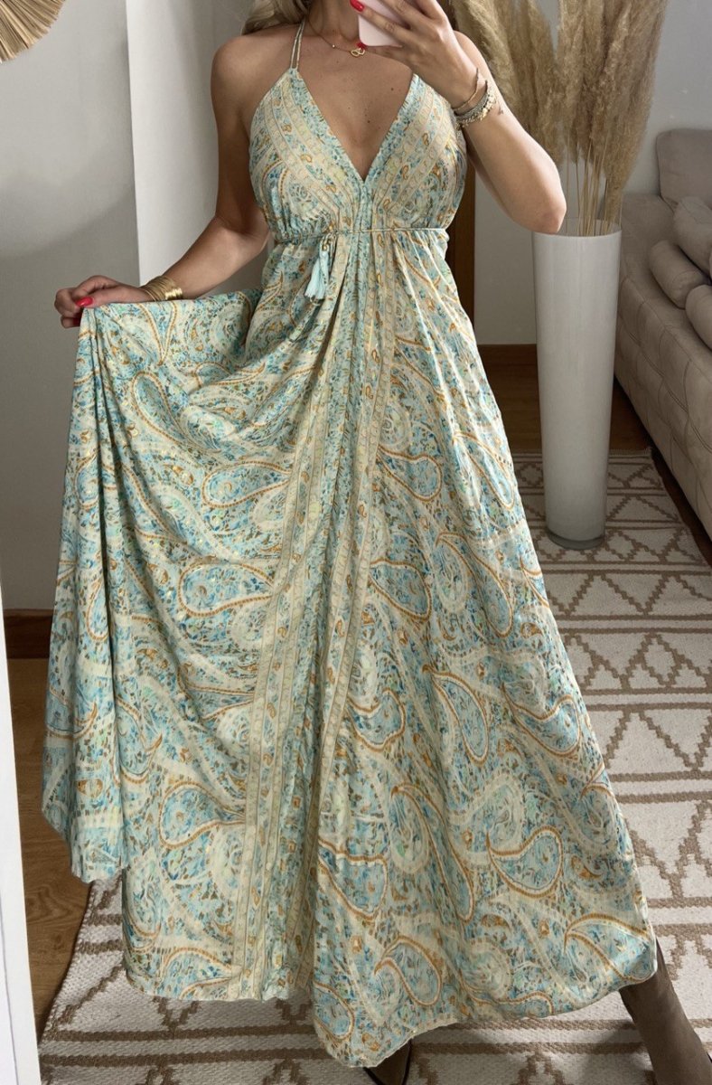 Twist Silk Maxi Dress - Bohèmea Butik