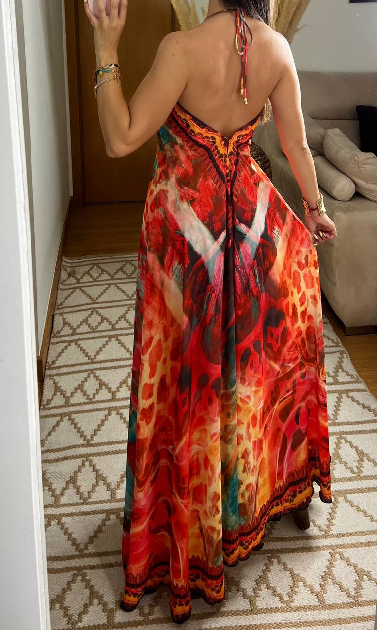 Fire Boho Silk Dress - Bohèmea Butik