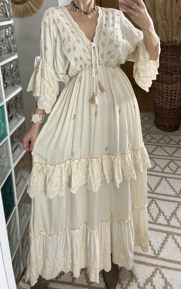 Mansi White Boho Dress - Bohèmea Butik