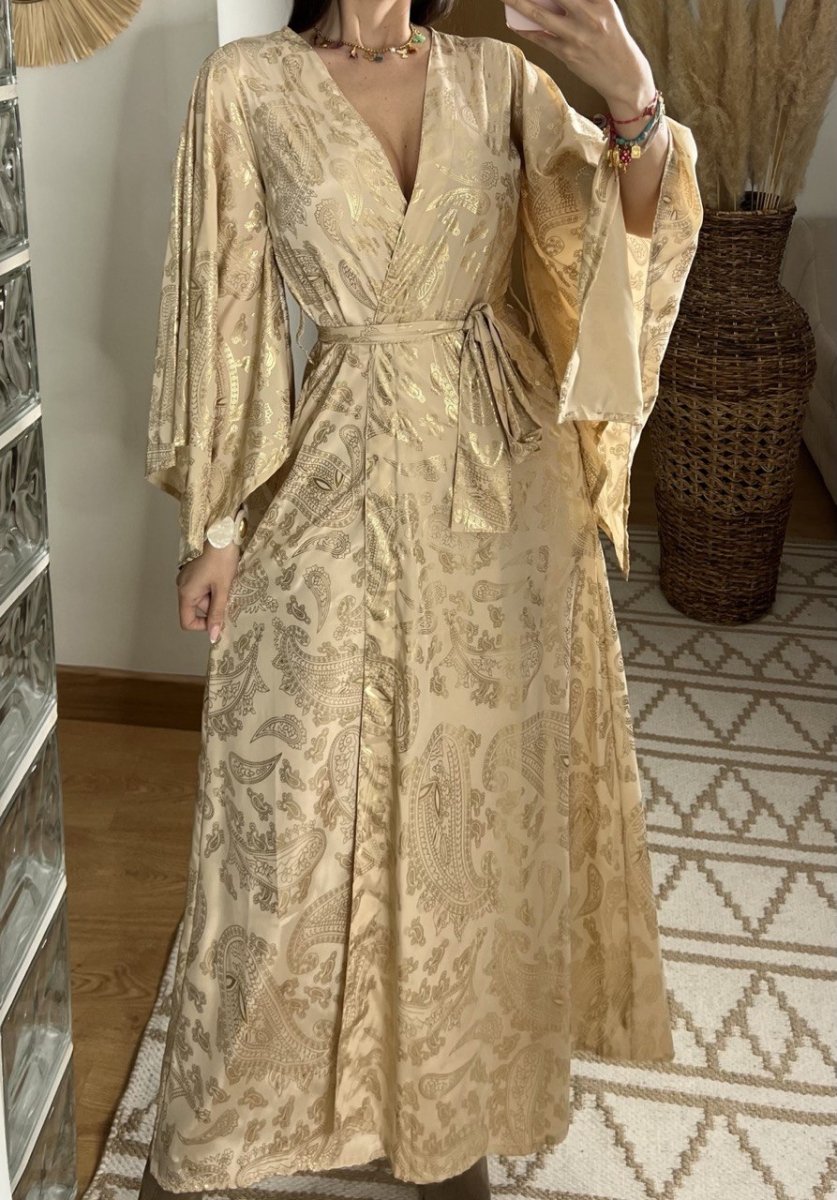 Natural Kaftan Maxi Dress - Bohèmea Butik