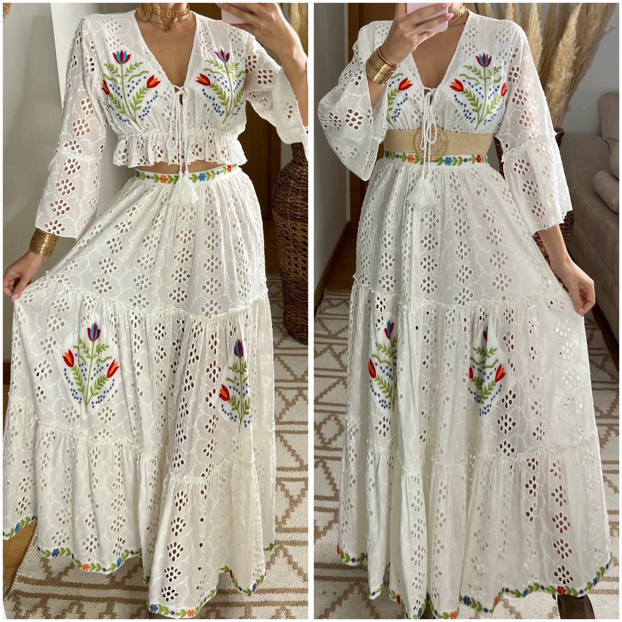 Bohemian Elegance Embroidered Lace Set - Bohèmea Butik