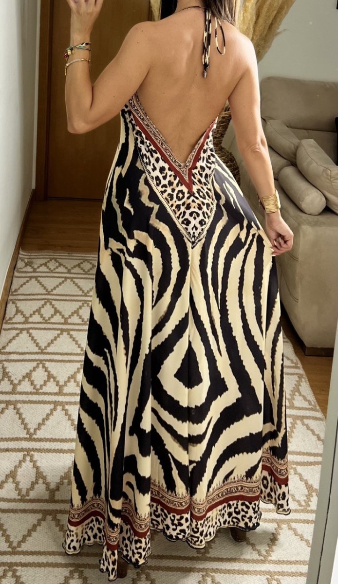 Leopard Boho Silk Dress - Bohèmea Butik