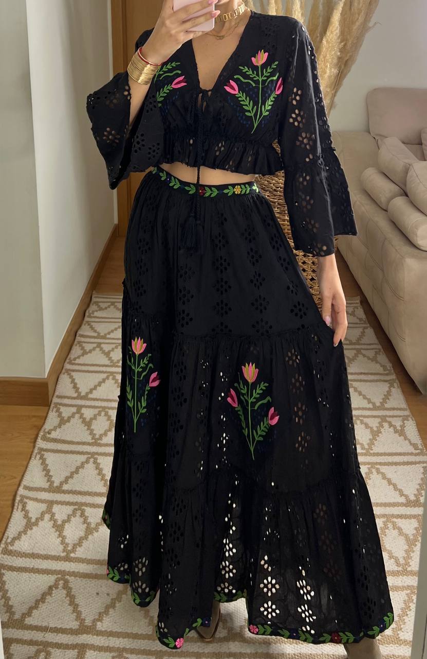 Bohemian Elegance Embroidered Lace Set - Bohèmea Butik