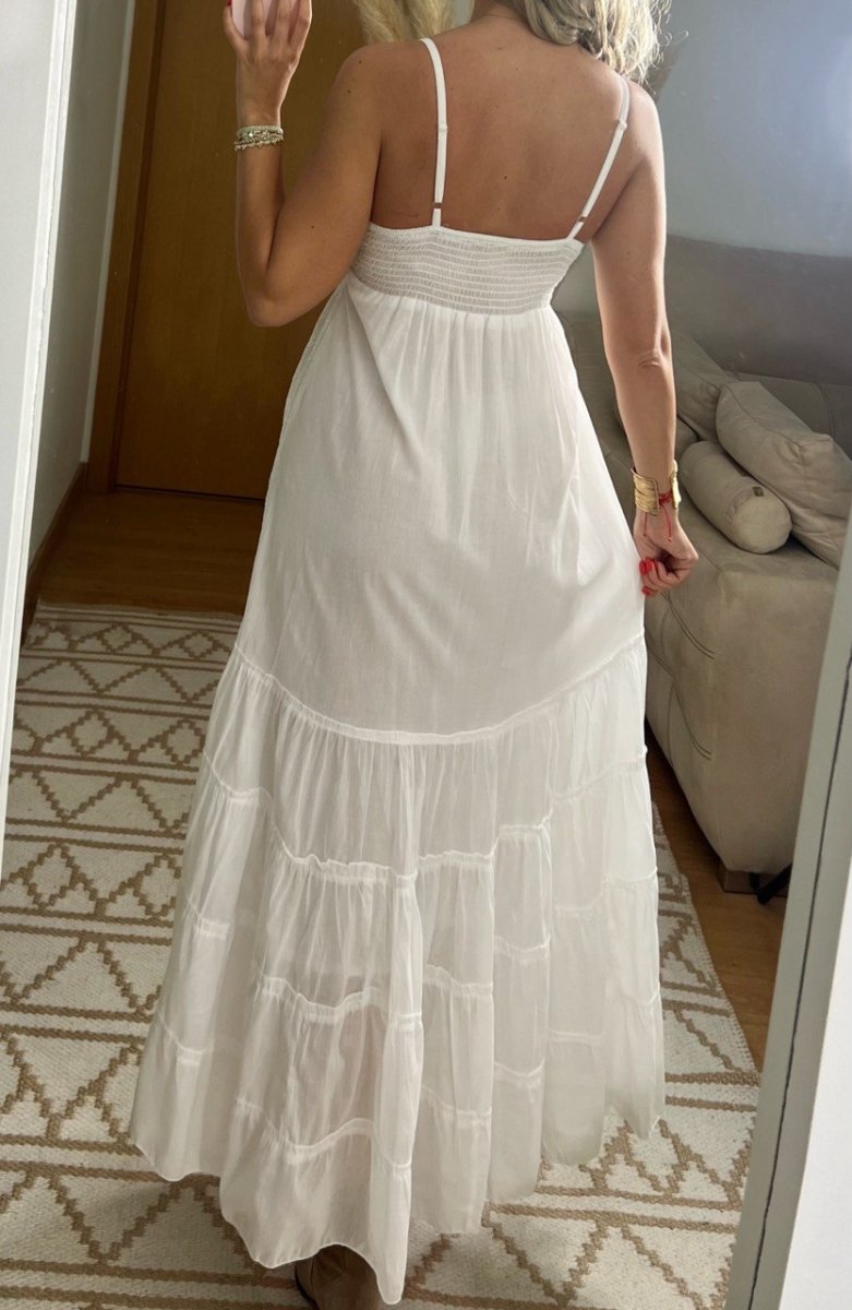 White Broderie Bohemian Dress - Bohèmea Butik