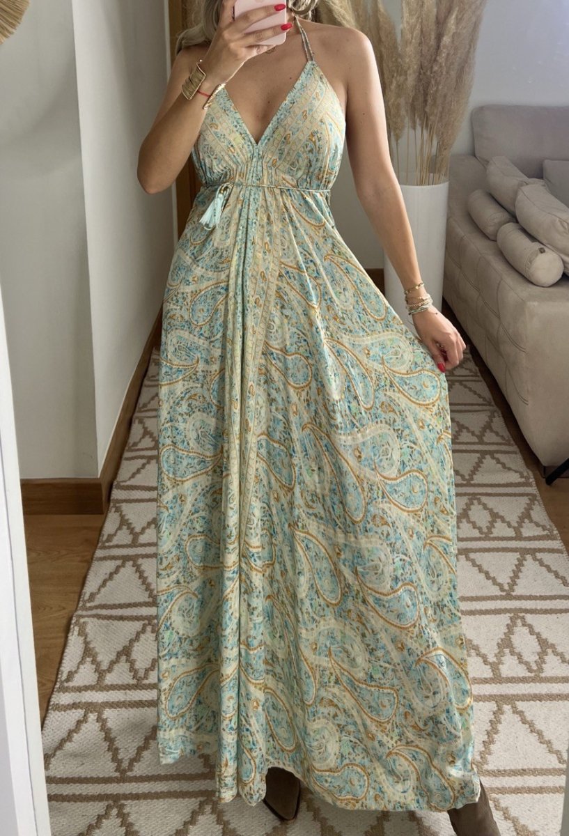 Twist Silk Maxi Dress - Bohèmea Butik