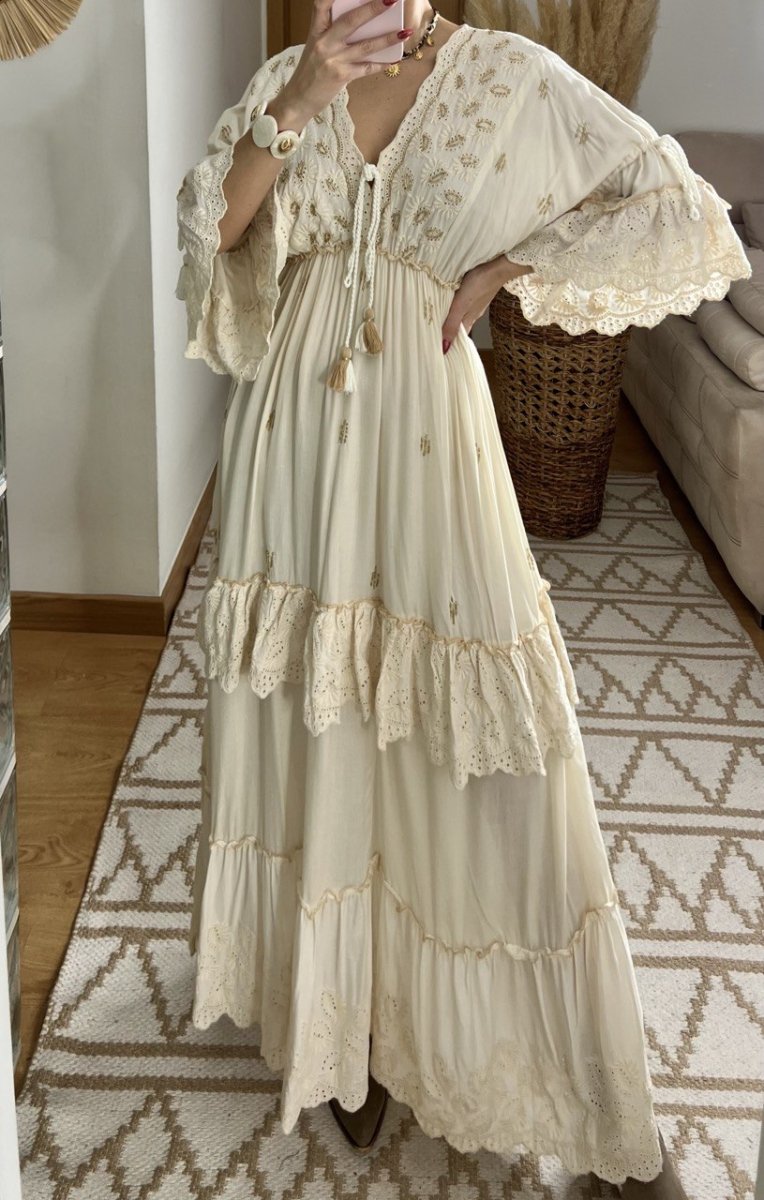 Mansi White Boho Dress - Bohèmea Butik