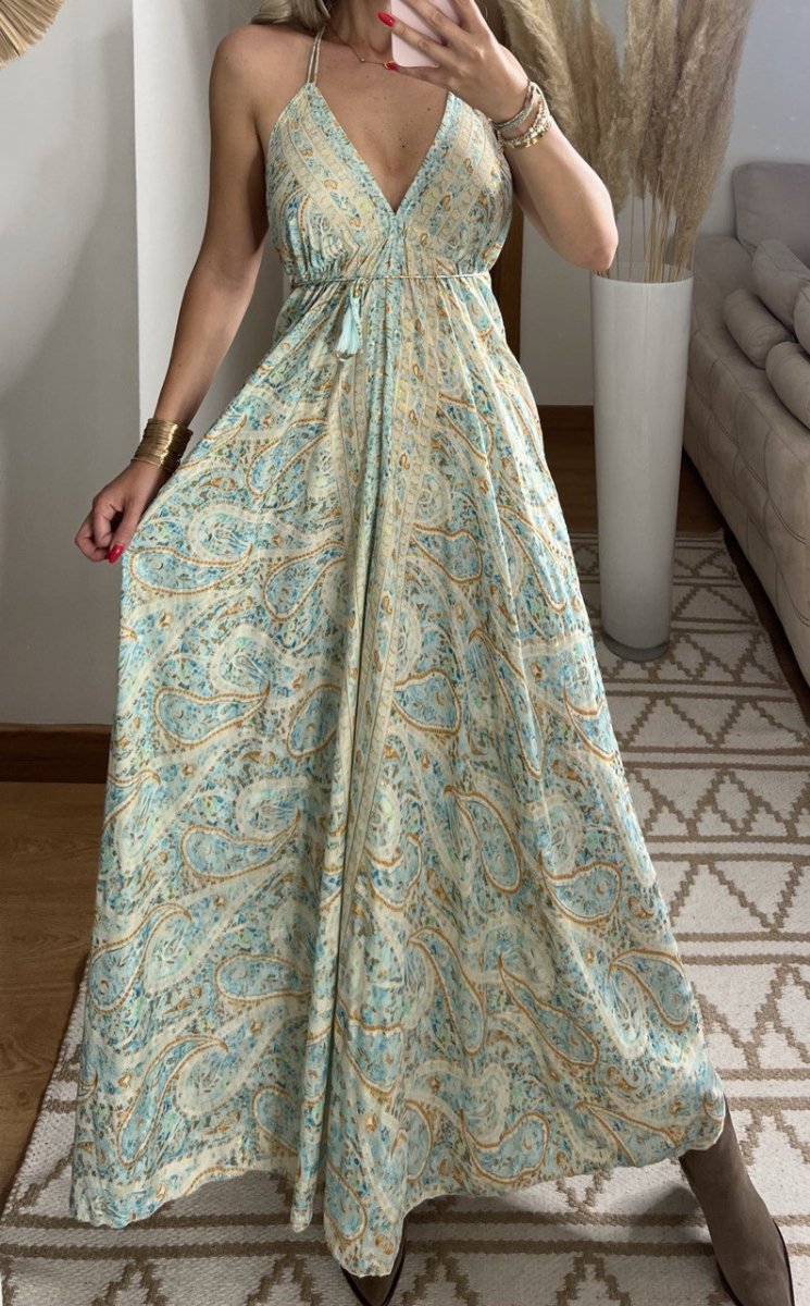Twist Silk Maxi Dress - Bohèmea Butik