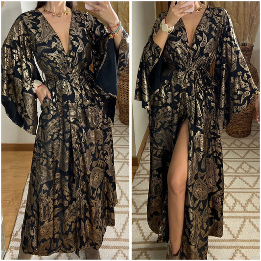 Natural Kaftan Maxi Dress - Bohèmea Butik