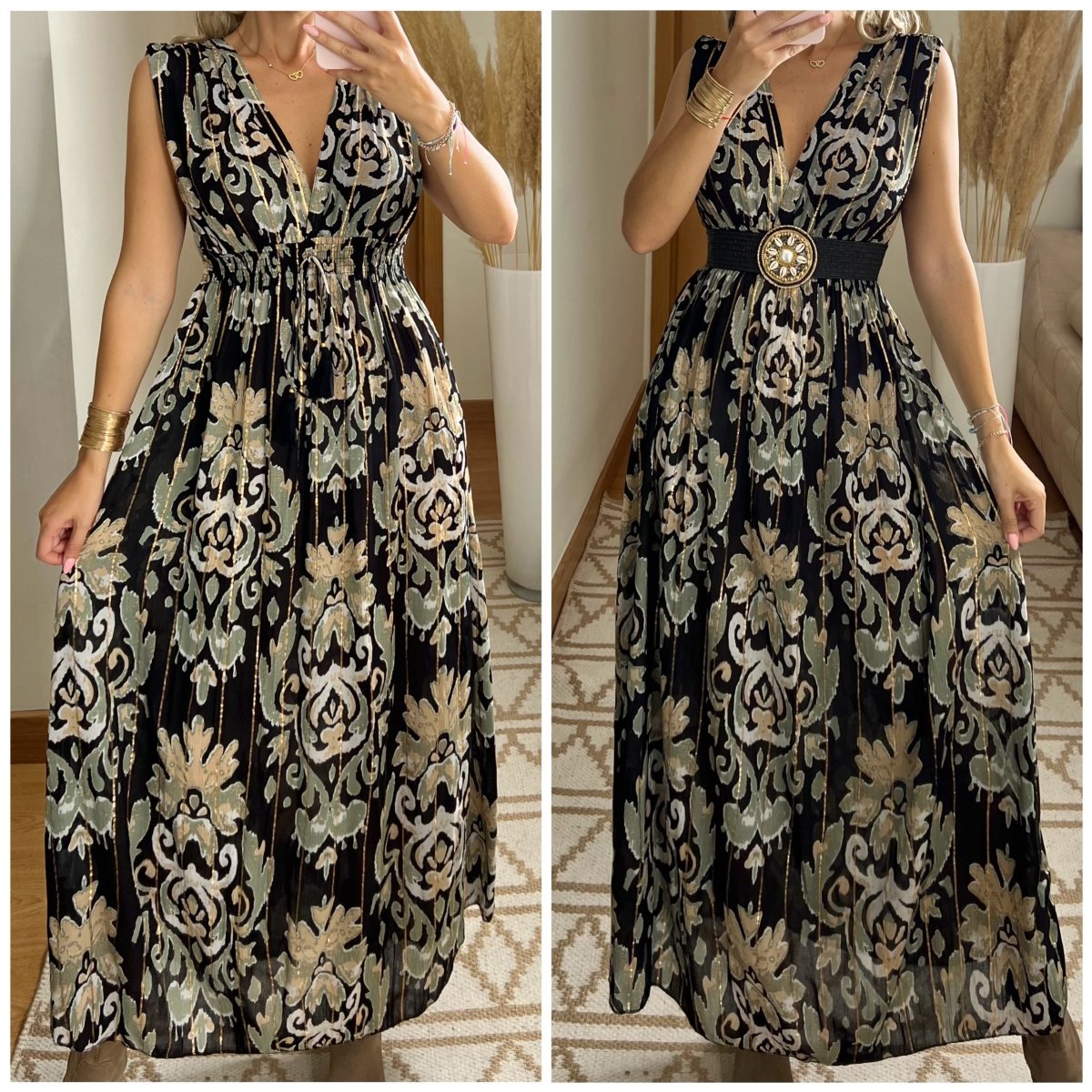 Boho Silk and Viscose Dress – Natural Elegance Style - Bohèmea Butik