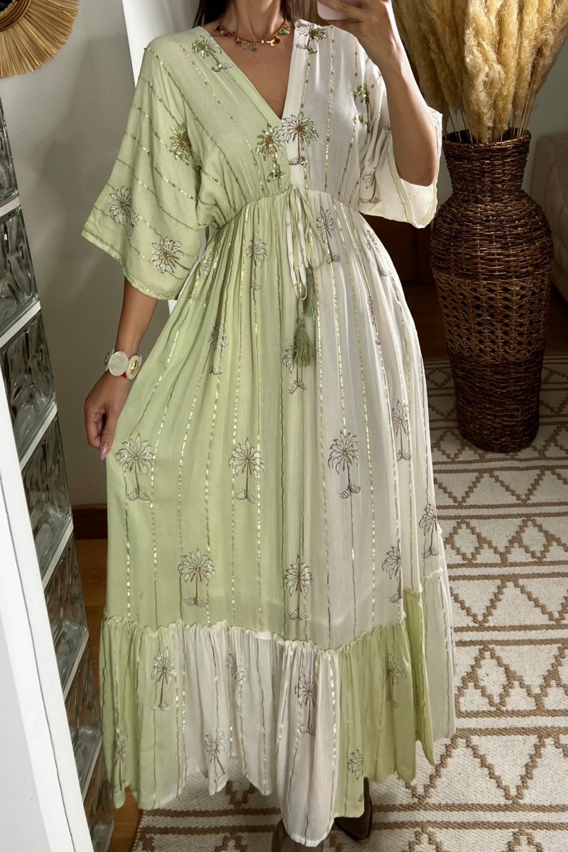 Palm Boho Maxi Dress - Bohèmea Butik
