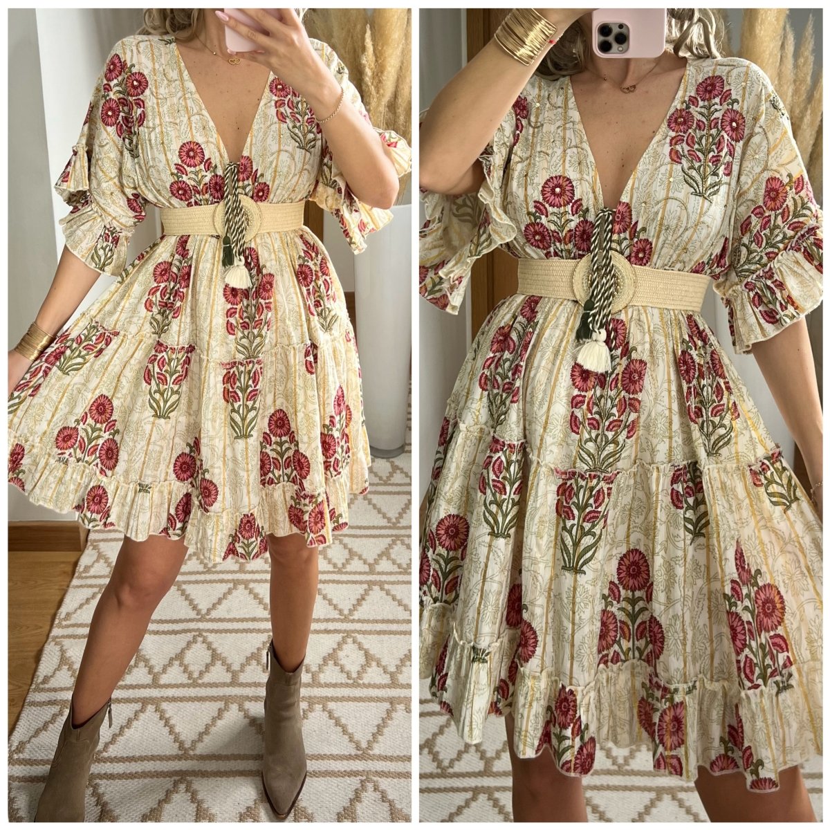 Boho Chic Mini Dress – Hand - Embroidered Details - Bohèmea Butik