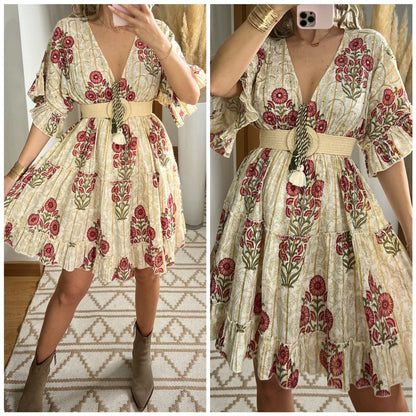 Boho Chic Mini Dress – Hand - Embroidered Details - Bohèmea Butik