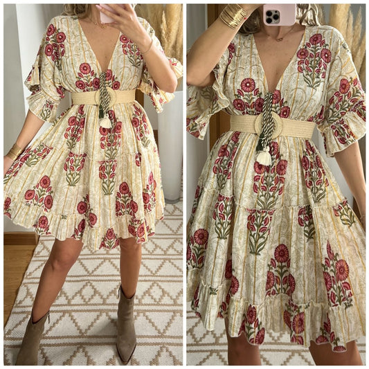 Boho Chic Mini Dress – Hand - Embroidered Details - Bohèmea Butik