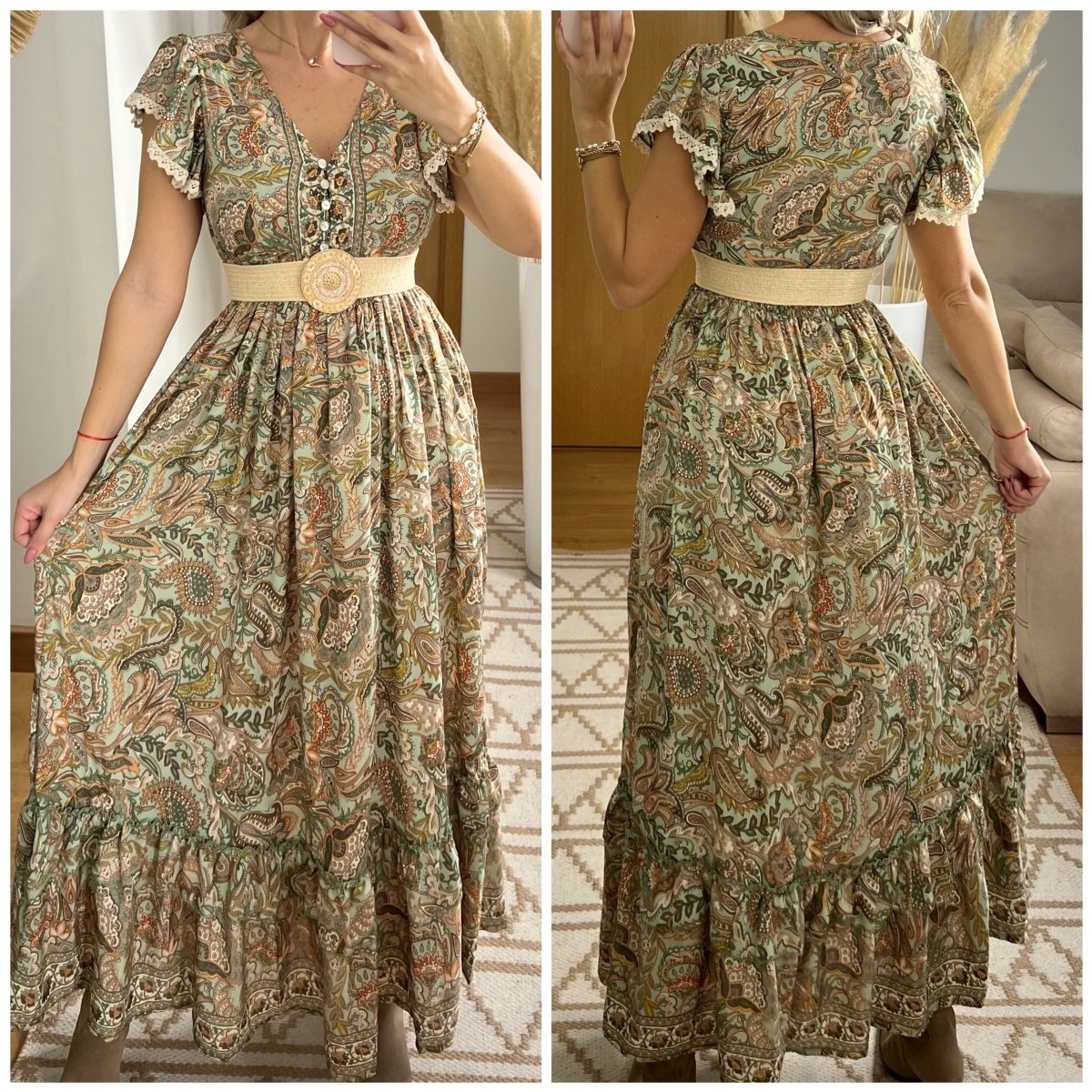 Flower Silk Dress - Bohèmea Butik