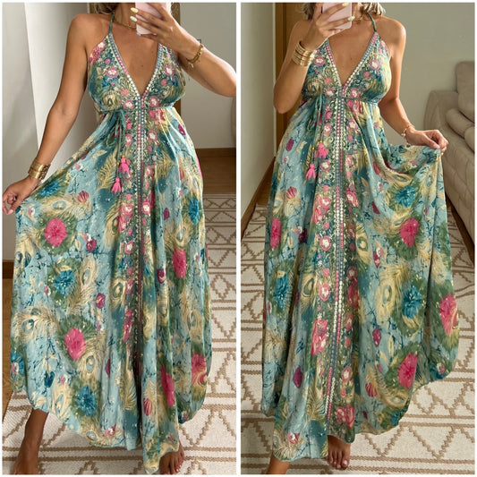 Real Silk Maxi Dress - Bohèmea Butik