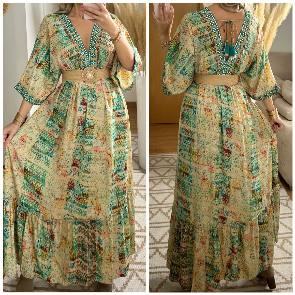Multicolour Silk Dress - Bohèmea Butik